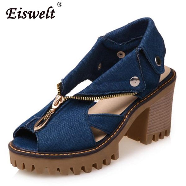 summer fashion denim high heel open toes fish mouth sandals women thick platform shoes#zqs074, Black
summer fashion denim high heel open toes fish mouth sandals women thick platform shoes#zqs074, Black