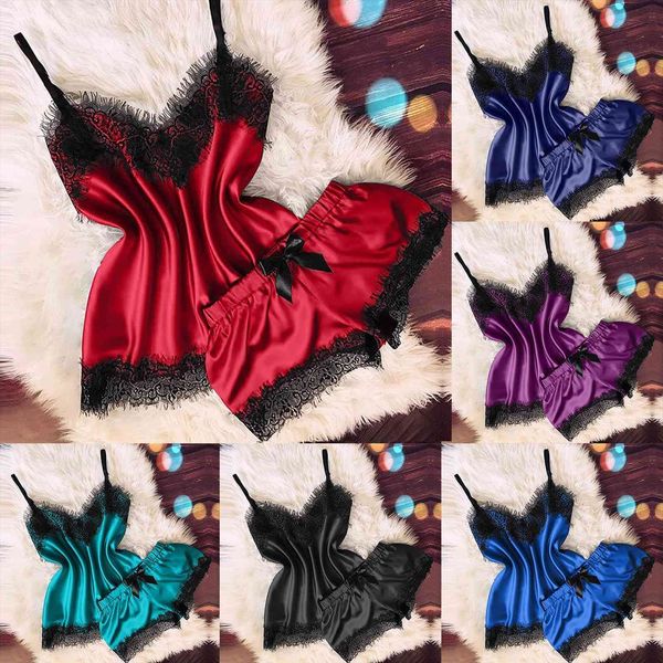 pyjamas velvet bow sleeveless strap womens sleepwears v neck eyelash lace stain camisole pajamas bowknot shorts set, Black;red
pyjamas velvet bow sleeveless strap womens sleepwears v neck eyelash lace stain camisole pajamas bowknot shorts set, Black;red