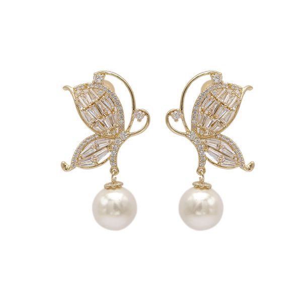 diamond zircon pretty butterfly earrings fashion elegant pearl pendant stud earrings for women girls students s925 silver post, Golden;silver
diamond zircon pretty butterfly earrings fashion elegant pearl pendant stud earrings for women girls students s925 silver post, Golden;silver