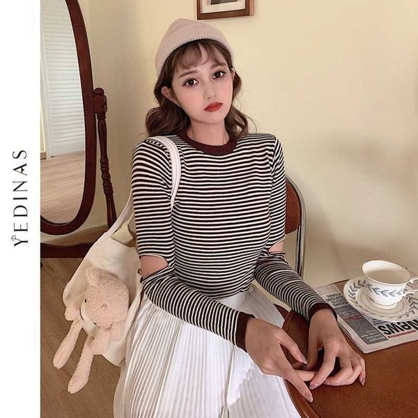 yedinas women long sleeve shirts striped t-shirt thin lady o-neck causal hole tshirt spring korean streetwear elastic 210527, White
yedinas women long sleeve shirts striped t-shirt thin lady o-neck causal hole tshirt spring korean streetwear elastic 210527, White