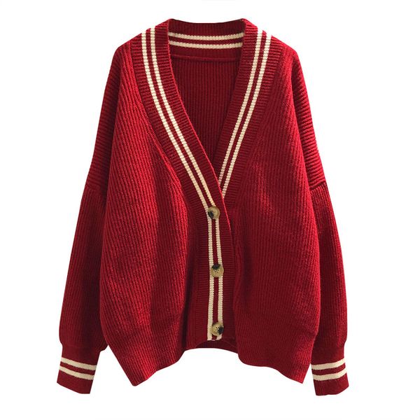 sweater knitted single breasted cardigans v neck autumn red white bordure m0126 210514
sweater knitted single breasted cardigans v neck autumn red white bordure m0126 210514