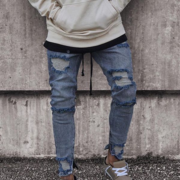 men's jeans men vintage casual ripped hole hip hop skinny streetwear male destroyed jogger denim trousers clothing pants, Blue
men's jeans men vintage casual ripped hole hip hop skinny streetwear male destroyed jogger denim trousers clothing pants, Blue