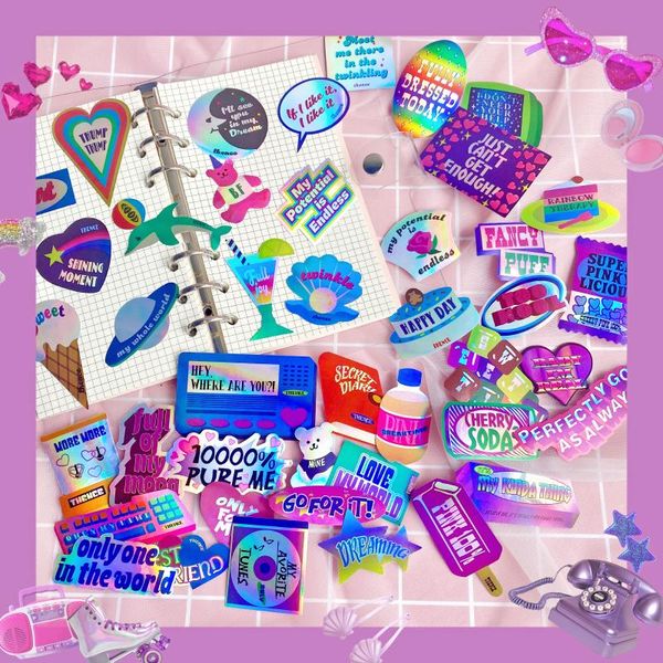 craft tools 3 kinds american style laser colourful ins sticker english retro mobile phone trunk wall scrapbook
craft tools 3 kinds american style laser colourful ins sticker english retro mobile phone trunk wall scrapbook