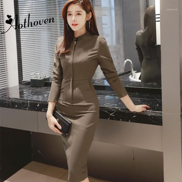 casual dresses autumn bodycon pencil dress women black army green stand-up collar long sleeve office elegant party vestido, Black;gray
casual dresses autumn bodycon pencil dress women black army green stand-up collar long sleeve office elegant party vestido, Black;gray