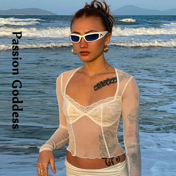 elegant women lace mesh cropped shirts ruffles stitching see-through long-sleeve t shirt party beachwear crop women's t-shirt, White
elegant women lace mesh cropped shirts ruffles stitching see-through long-sleeve t shirt party beachwear crop women's t-shirt, White