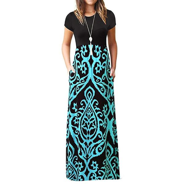 casual dresses women dress boho style summer sleeve o-neck print maxi tank long, Black;gray
casual dresses women dress boho style summer sleeve o-neck print maxi tank long, Black;gray
