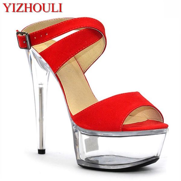 15cm ultra high heels sandals ruslana korshunova platform crystal shoes the bride wedding, Black