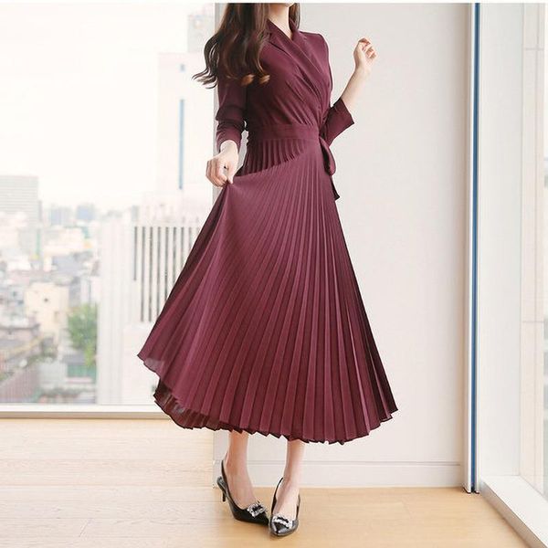 casual dresses winter vintage solid pleated dress korean v-neck empire a-line elegant office lady sashes high waist mid-calf, Black;gray
casual dresses winter vintage solid pleated dress korean v-neck empire a-line elegant office lady sashes high waist mid-calf, Black;gray