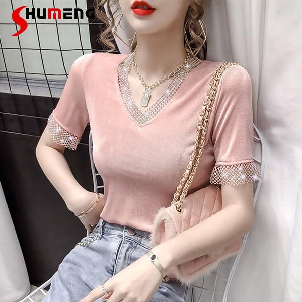 summer french style v-neck diamond-embedded tight women slimming short-sleeved t-shirt ins fashion ladies tee women's, White
summer french style v-neck diamond-embedded tight women slimming short-sleeved t-shirt ins fashion ladies tee women's, White