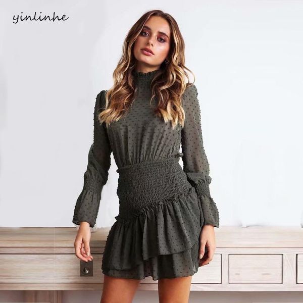 casual dresses yinlinhe green polka dot dress women transparent autumn long sleeve elasticity turtleneck ruffle chiffon vestido 568, Black;gray
casual dresses yinlinhe green polka dot dress women transparent autumn long sleeve elasticity turtleneck ruffle chiffon vestido 568, Black;gray
