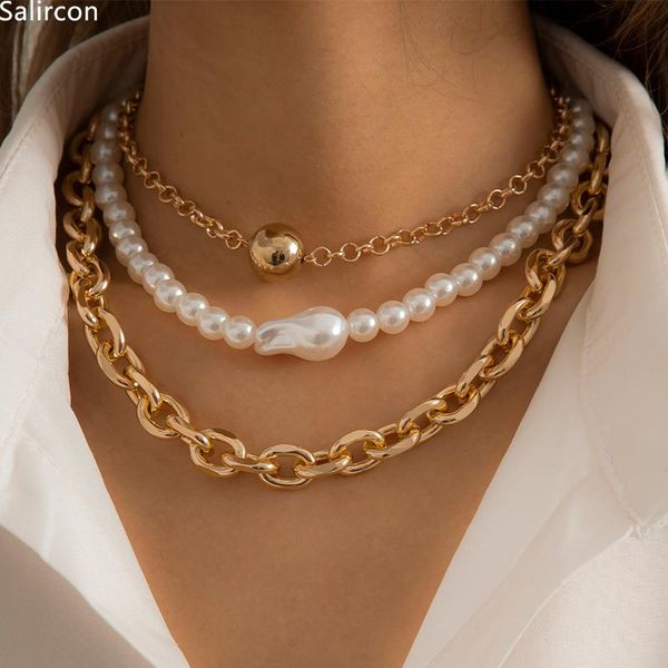 chokers punk thick statement short collar clavicle chain choker necklace for women men baroque imitation pearls beaded neck jewelry gift, Golden;silver
chokers punk thick statement short collar clavicle chain choker necklace for women men baroque imitation pearls beaded neck jewelry gift, Golden;silver