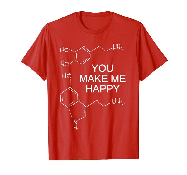 you make me happy dopamine serotonin funny chemistry t-shirt, White;black
