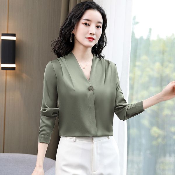korean silk women blouses shirt long sleeves shirts woman v-neck blouse satin plus size ladies 3xl 210427, White
korean silk women blouses shirt long sleeves shirts woman v-neck blouse satin plus size ladies 3xl 210427, White