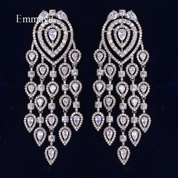 emmaya distinctive design with waterdrop appearance tassel white color luxury zirconia earring dainty jewelry wedding party stud, Golden;silver 
emmaya distinctive design with waterdrop appearance tassel white color luxury zirconia earring dainty jewelry wedding party stud, Golden;silver