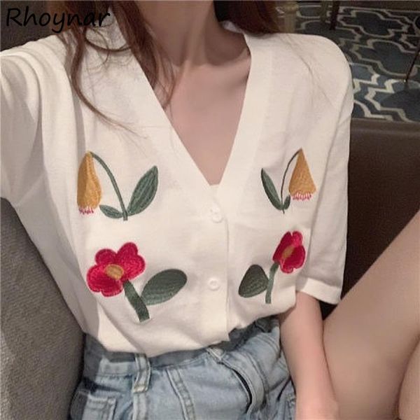 women's t-shirt knitted t-shirts women fashion all-match vintage floral-embroidered elegant ulzzang leisure v-neck female crop summer, White
women's t-shirt knitted t-shirts women fashion all-match vintage floral-embroidered elegant ulzzang leisure v-neck female crop summer, White