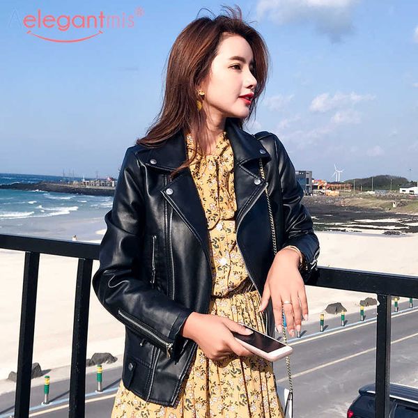 aelegantmis women autumn winter black soft faux leather jacket classic pu moto biker lady zipper basic coat 210607
aelegantmis women autumn winter black soft faux leather jacket classic pu moto biker lady zipper basic coat 210607
