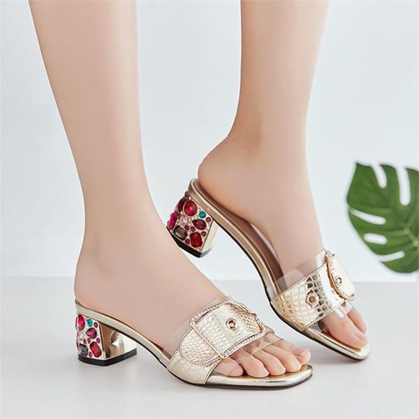 genuine leather shoes women sandals buckle crystal square heels summer ladies mules, Black
genuine leather shoes women sandals buckle crystal square heels summer ladies mules, Black