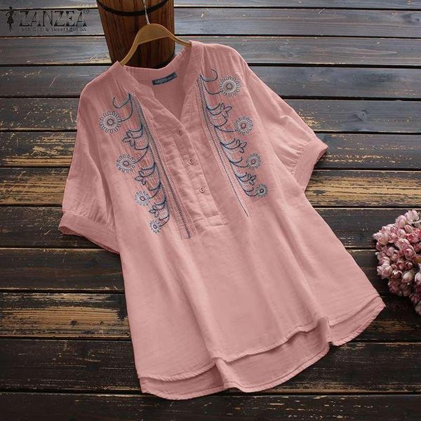 women's blouses & shirts zanzea 2021 kaftan summer embroidery short sleeve blusas female button v neck tunic plus size chemise, White
women's blouses & shirts zanzea 2021 kaftan summer embroidery short sleeve blusas female button v neck tunic plus size chemise, White