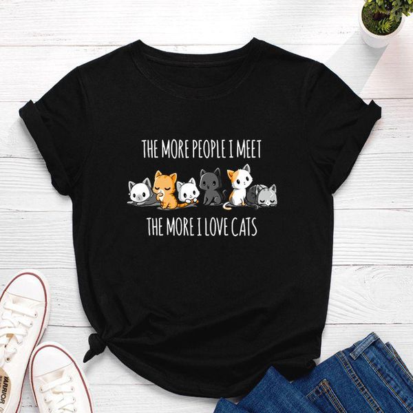 women's t-shirt summer cotton tshirt lovely cat print shirt women short sleeve tees fashion black harajuku, White
women's t-shirt summer cotton tshirt lovely cat print shirt women short sleeve tees fashion black harajuku, White