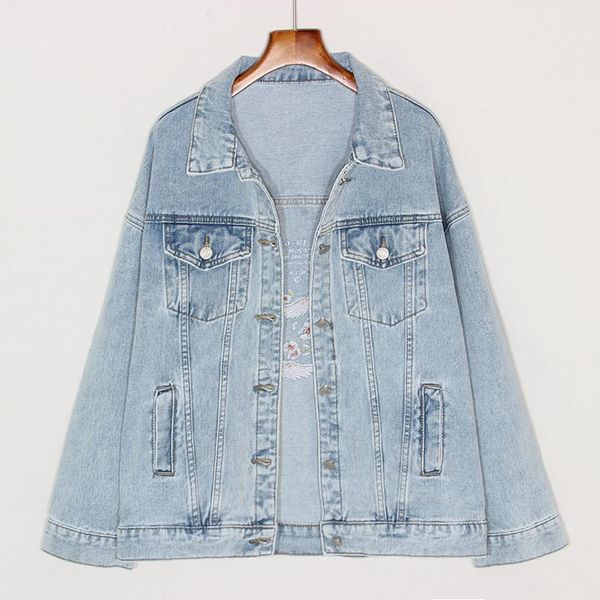 women's jackets korean fashion denim jacket women students loose outerwear 2021 spring autumn mid long embroidered jeans coat female, Black;brown
women's jackets korean fashion denim jacket women students loose outerwear 2021 spring autumn mid long embroidered jeans coat female, Black;brown