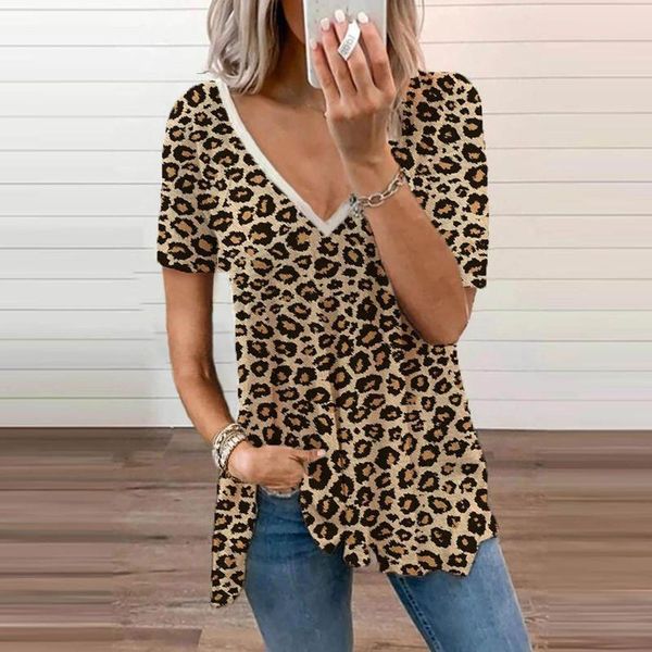 women's t-shirt summer t shirt women print trend v-neck printed short sleeve for loose casual femme t-shirts, White
women's t-shirt summer t shirt women print trend v-neck printed short sleeve for loose casual femme t-shirts, White