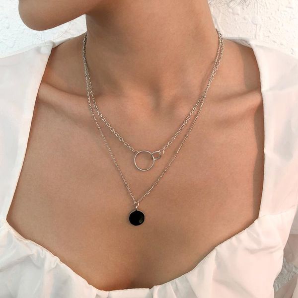 chains lalynnly acrylic women's personality geometry hollow double round shape necklace thin clavicle chain pendant neck jewelry n9054, Silver
chains lalynnly acrylic women's personality geometry hollow double round shape necklace thin clavicle chain pendant neck jewelry n9054, Silver