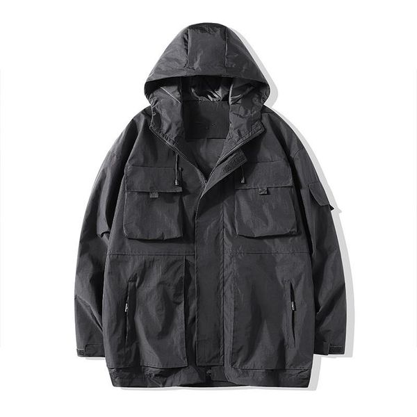 men's trench coats large size loose hooded multi-pocket windbreaker spring and autumn tooling jacket cloak men long coat, Tan;black
men's trench coats large size loose hooded multi-pocket windbreaker spring and autumn tooling jacket cloak men long coat, Tan;black