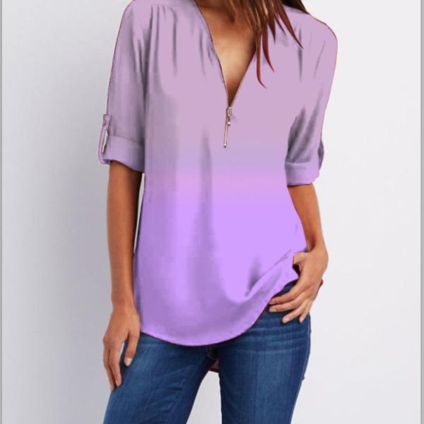 autumn v-neck zipper gradient color long sleeve printed blouse chiffon shirt office lady blusas female rolled sleeves y0872a women's bl, White
autumn v-neck zipper gradient color long sleeve printed blouse chiffon shirt office lady blusas female rolled sleeves y0872a women's bl, White