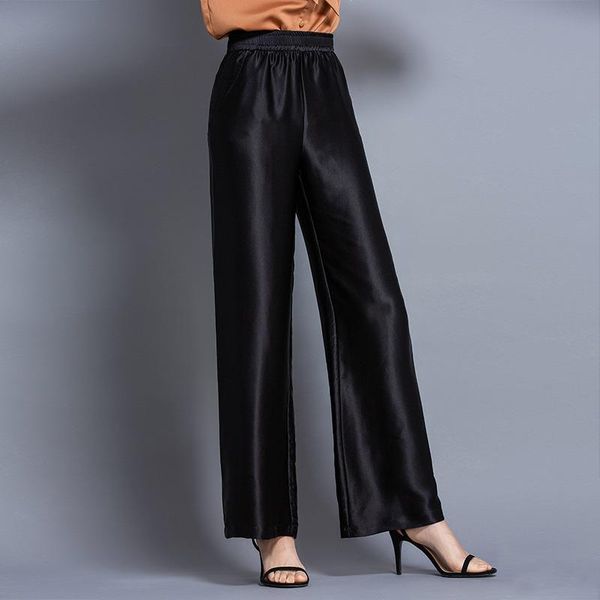 women's pants & capris fashion mulberry silk wide-leg summer high waist vertical loose thin casual 190309, Black;white
women's pants & capris fashion mulberry silk wide-leg summer high waist vertical loose thin casual 190309, Black;white