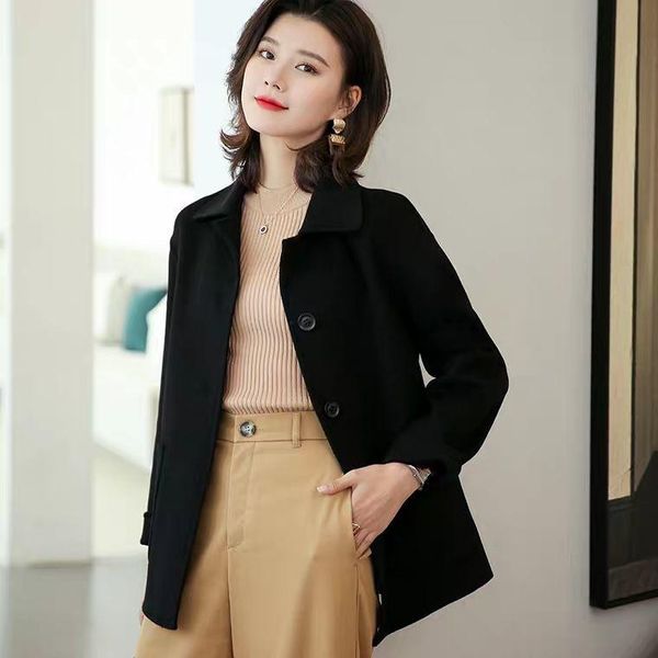 women's wool & blends short double-sided coat fashion autumn and winter temperament small tweed women, Black
women's wool & blends short double-sided coat fashion autumn and winter temperament small tweed women, Black