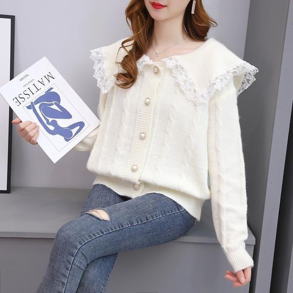 women's knits & tees 2021 autumn and winter women printed doll collar sweater cardigan loose ladies short knitted western-style jacket, White
women's knits & tees 2021 autumn and winter women printed doll collar sweater cardigan loose ladies short knitted western-style jacket, White