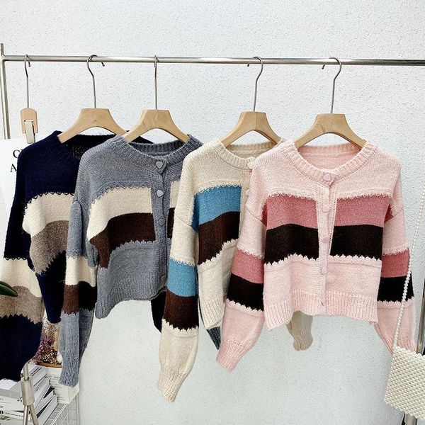 women's knits & tees vintage casual plaid patchwork sweater cardigan women streetwear o neck button korean style female kintting coats, White
women's knits & tees vintage casual plaid patchwork sweater cardigan women streetwear o neck button korean style female kintting coats, White