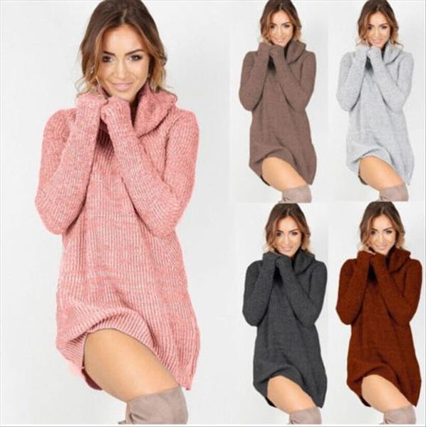 winter long dress women turtleneck sweaters pullover famale knitted, White;black
