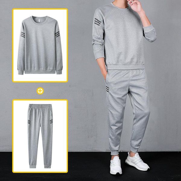 men's tracksuits casual sports suit fashion trend solid color outdoor fitness running round neck trousers 2021, Gray
men's tracksuits casual sports suit fashion trend solid color outdoor fitness running round neck trousers 2021, Gray