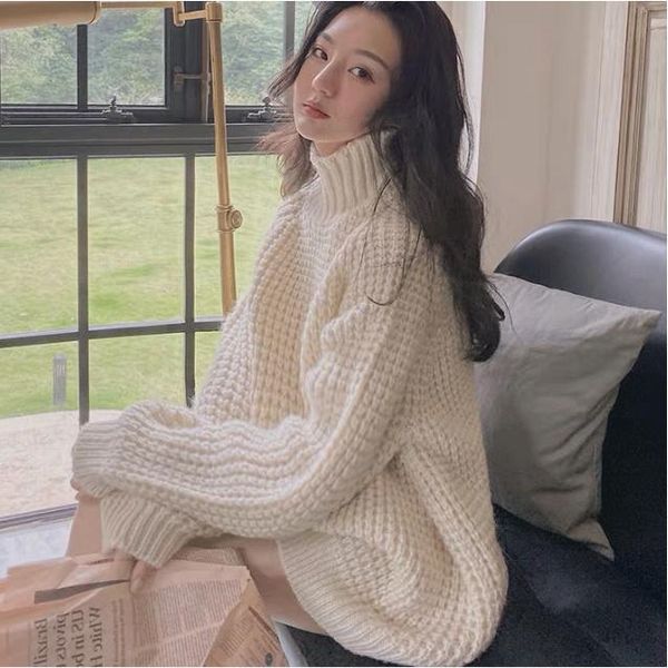 women's sweaters turtleneck sweater gentle japanese style idle loose thick vintage knitted autumn and winter, White;black
women's sweaters turtleneck sweater gentle japanese style idle loose thick vintage knitted autumn and winter, White;black