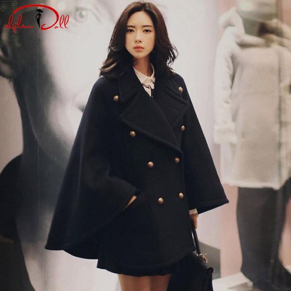 winter black cap coat thick wool blend cloth women double breasted long loose casual outer women's & blends
winter black cap coat thick wool blend cloth women double breasted long loose casual outer women's & blends