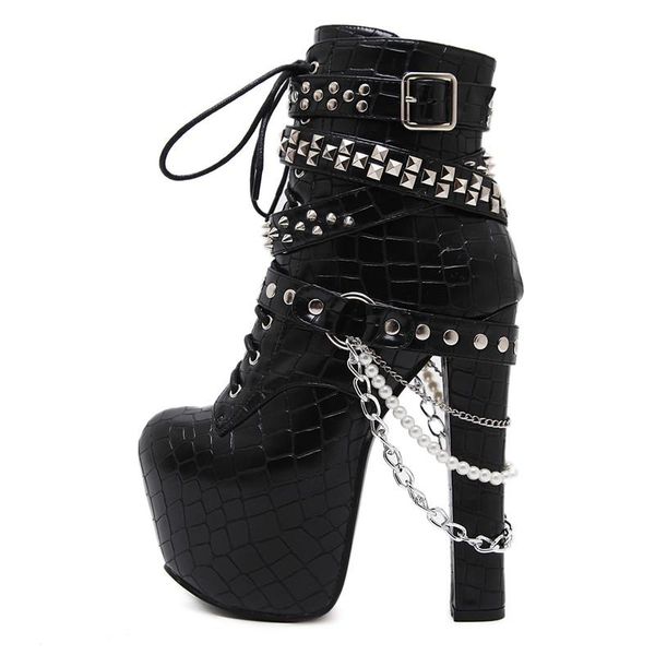 boots hjwsfdca metal chain rivet women super high heel platform ankle punk rock gothic motorcycle, Black
boots hjwsfdca metal chain rivet women super high heel platform ankle punk rock gothic motorcycle, Black