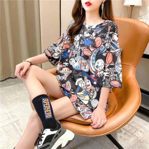 summer short sleeve tees printed women t shirts chic long style loose tshirts harajuku daily streetwear ns4589, White
summer short sleeve tees printed women t shirts chic long style loose tshirts harajuku daily streetwear ns4589, White