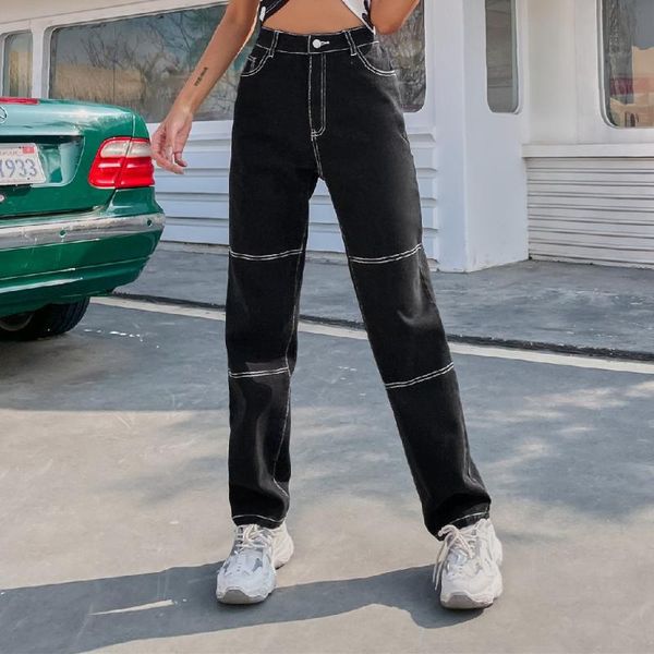 women's pants & capris women high waist jeans simple lines patchwork wild casual chic korean style streetwear straight denim trousers, Black;white
women's pants & capris women high waist jeans simple lines patchwork wild casual chic korean style streetwear straight denim trousers, Black;white
