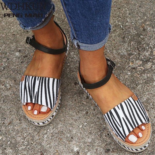 sandals 2021 ladies women platform casual shoes big size 43 fashion buckle wedges roman, Black