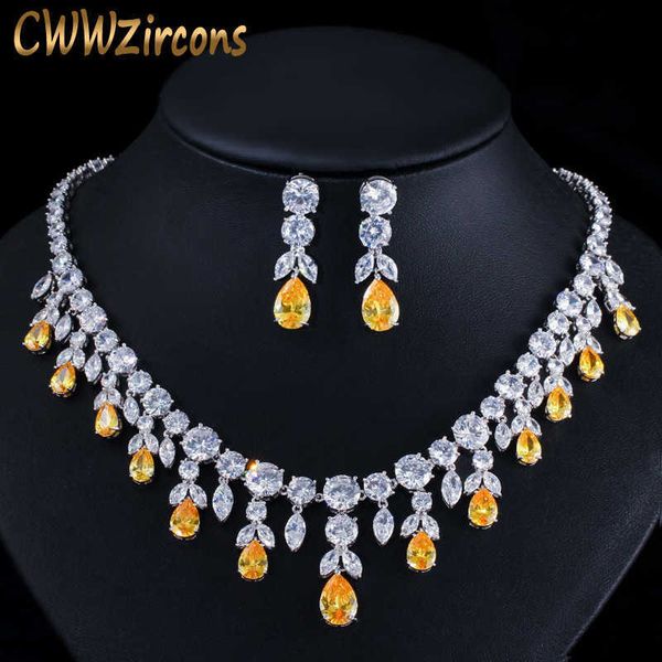 cwwzircons luxury tassel drop african big cubic zirconia yellow stone wedding party bride necklace and earring jewelry sets t347 h1022, Silver
cwwzircons luxury tassel drop african big cubic zirconia yellow stone wedding party bride necklace and earring jewelry sets t347 h1022, Silver