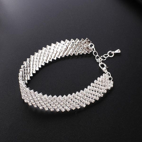 link, chain statement wide full rhinestone bracelets for women wedding party fashion jewelry korean bijoux b303, Black 
link, chain statement wide full rhinestone bracelets for women wedding party fashion jewelry korean bijoux b303, Black