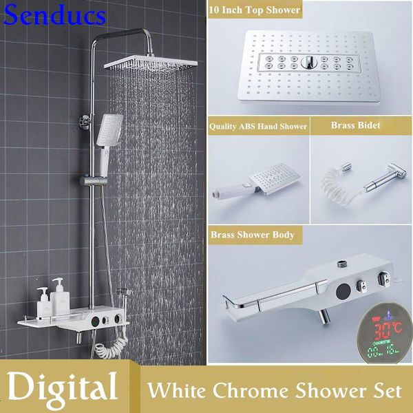 senducs digital shower system fashion white chrome bathroom set quality brass bathtub faucet intelligent sets
senducs digital shower system fashion white chrome bathroom set quality brass bathtub faucet intelligent sets