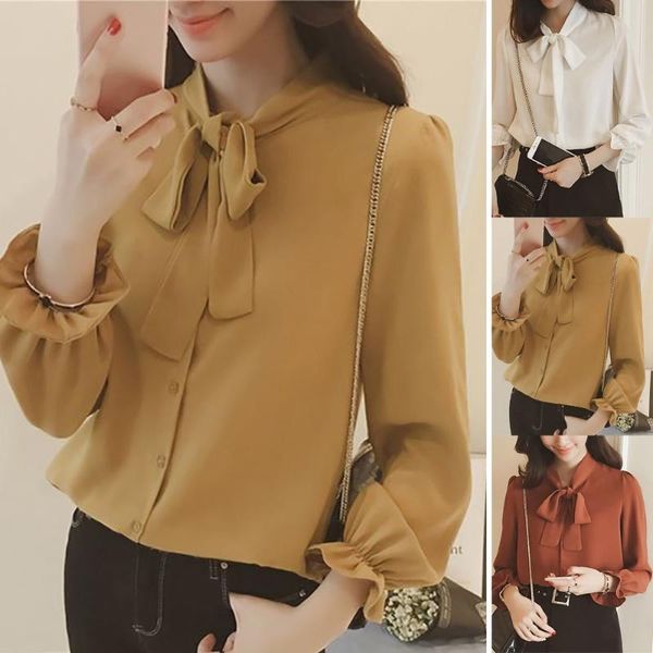 women's blouses & shirts women long sleeve plain shirt ladies bow-knot collar slim soft cooling comfortable, White
women's blouses & shirts women long sleeve plain shirt ladies bow-knot collar slim soft cooling comfortable, White