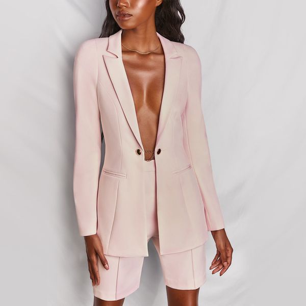 autumn spring women fashion long sleeve turn down collar one button coat slim shorts two piece set rc403 210525, White
autumn spring women fashion long sleeve turn down collar one button coat slim shorts two piece set rc403 210525, White