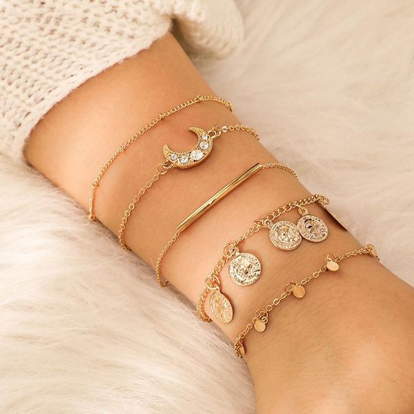 charm bracelets zhen tomomi vintage gold crystal moon coin pendant bracelet set for women metal geometric multilayer bangle jewelry, Golden;silver
charm bracelets zhen tomomi vintage gold crystal moon coin pendant bracelet set for women metal geometric multilayer bangle jewelry, Golden;silver