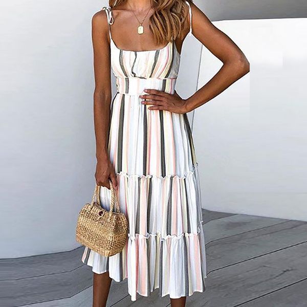 2021 summer fashion bohemian dress stripe print sashes sleeveless dresses women off, Black;gray
2021 summer fashion bohemian dress stripe print sashes sleeveless dresses women off, Black;gray