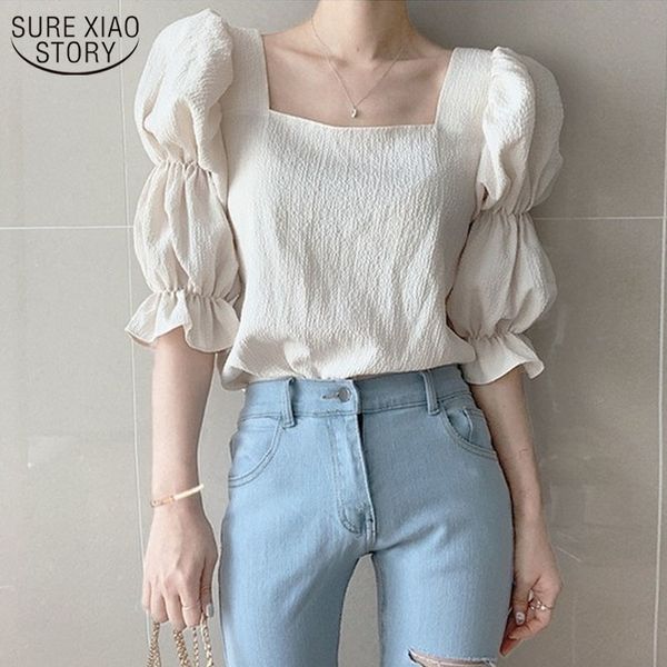 french chic sweet women solid summer blouse square collar shirring bubble sleeve elegant shirt blusas 13824 210508, White
french chic sweet women solid summer blouse square collar shirring bubble sleeve elegant shirt blusas 13824 210508, White