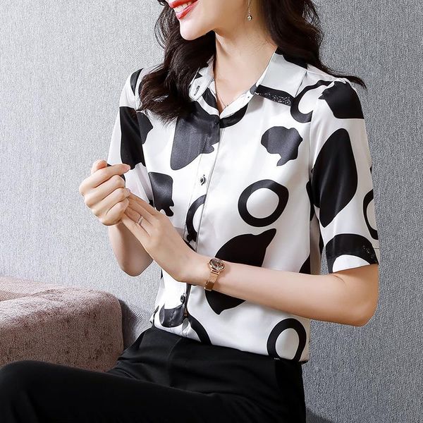 women's blouses & shirts silk women 2021 summer style -neck blouse short sleeves patchwork shirt office lady womans and, White
women's blouses & shirts silk women 2021 summer style -neck blouse short sleeves patchwork shirt office lady womans and, White