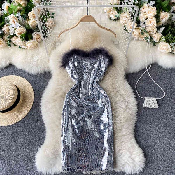 autumn winter temperament vintage black sequin dress women clothing furry breast wrap party bag hip evening female 210514, Black;gray
autumn winter temperament vintage black sequin dress women clothing furry breast wrap party bag hip evening female 210514, Black;gray